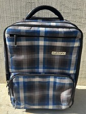 Burton Wheelie Flight Deck Luggage Travel Suitcase Plaid Blue/White 2-Wheels 19