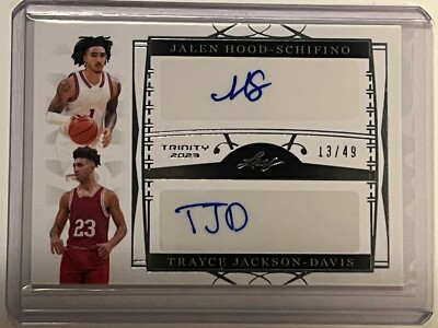 2023 Leaf Trinity Trayce Jackson-Davis Jalen Hood-Schifino Dual Rookie Auto /49