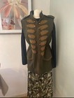 Rare Zara Green Khaki Embellished Military Style Waistcoat Jacket Coat - Medium