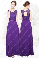 New Long Chiffon Lace Top Formal Evening Party Prom Bridesmaid Dresses UK 8 - 24