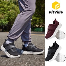 FitVille Women's Slip on Walking Shoes Extra Wide Sneakers w/ Adjustable Strap