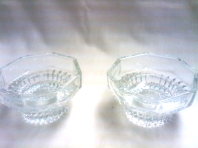 Pair of Tealight / votive / taper holders-clear hexagon
