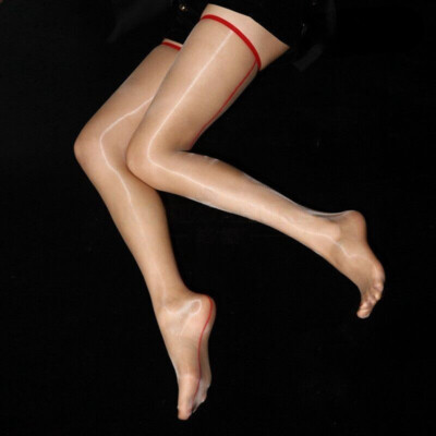 1D Ultra Sheer Back Seam Sheer Toe Stockings Shiny Glossy Thigh High
