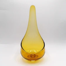 Vintage MCM Viking Glass Taper Glow Amber Swung Glass Candle Holder