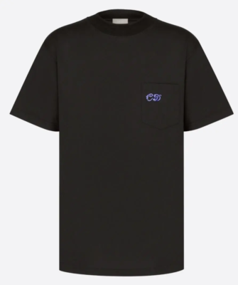 Dior And Kenny Scharf Black Purple CD Logo Pocket Short Sleeve T