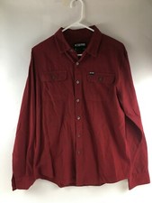 Zoo York Shirt Men's Size Large Red Button Down Flapped Pockets Long Sleeve