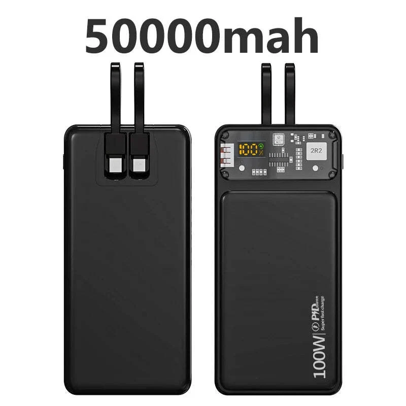 100W Super Fast Charging Power Bank with Built-in Cables Portable Charger Compatible with iPhone Samsung and More Devices 100W Super Fast Charging Power Bank with Built-in Cables Portable Charger Compatible with iPhone Samsung and More Devices
