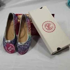 Girls Sparkly Glitter Ballet Flats Rainbow Hombre Size 5 Party Easter Flower gir