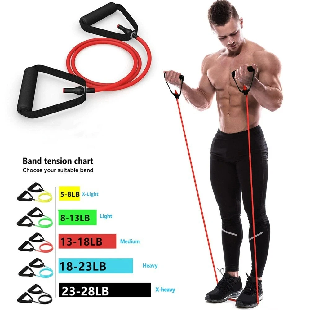 5 Levels Resistance Bands with Handles Yoga Pull Rope Elastic Fitness  Exercise