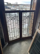 SG4911 Two Av Antique leaded glass window 19.75 x 42
