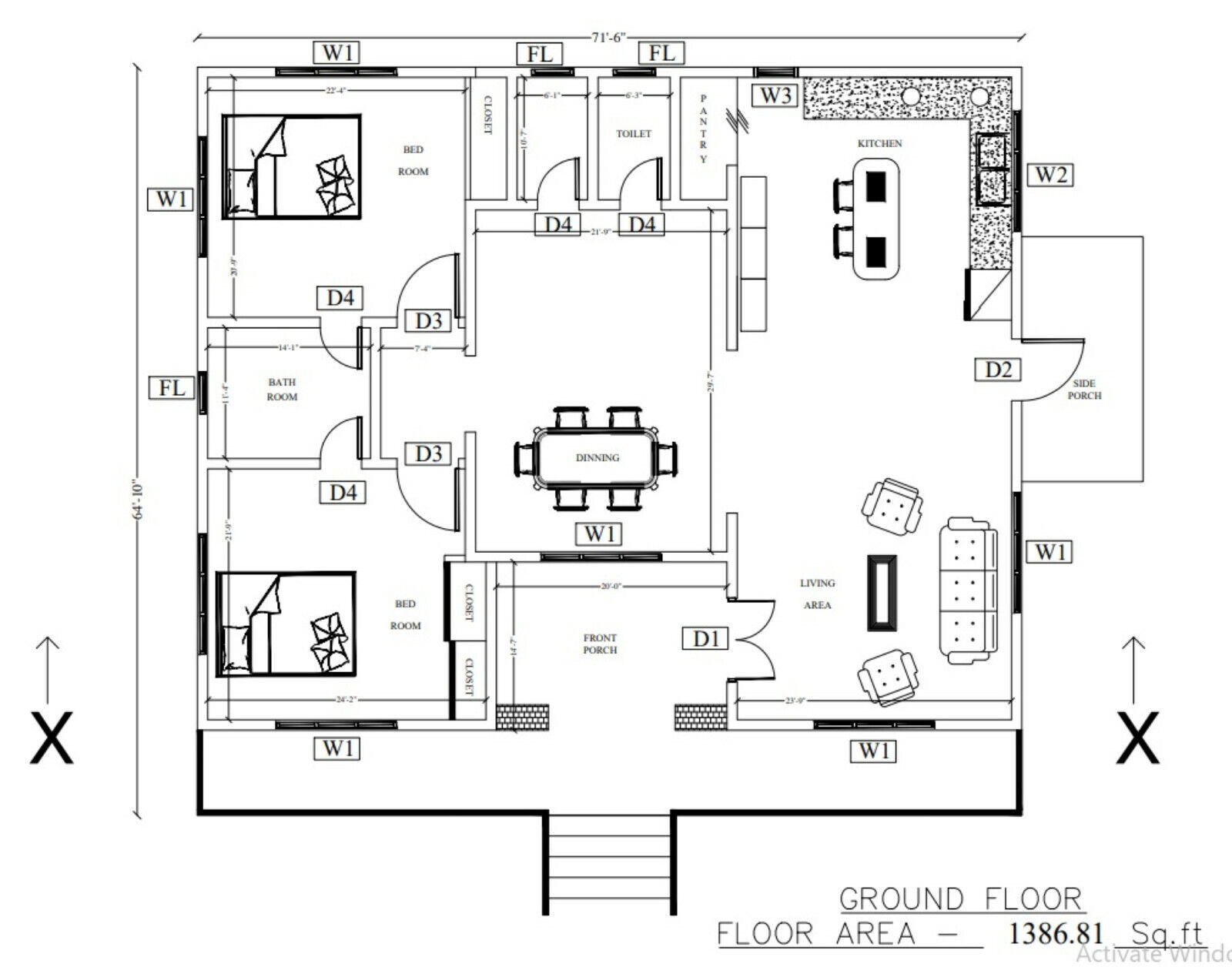 Modern Tiny House Home Building Plans 2 Bedroom & 2 Bathroom + Free Cad  File | Ebay