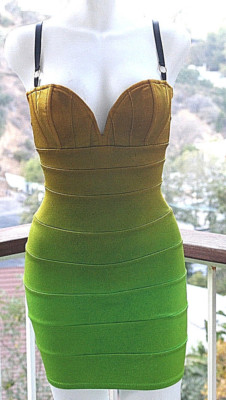 S Mark Wong Nark Ombre Green Olive Bodycon Bandage Dress Sweetheart Neck  Small 0 | eBay