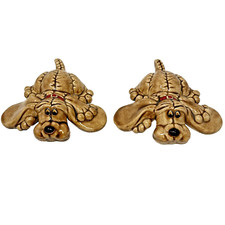 Vintage Pair of Tonka 1986 Glaze it Yourself Ceramic Pound Puppy Figurines