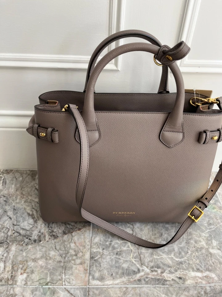 Burberry Banner Tote House Check Derby Shoulder Bag Dark Sand Leather - Image 2 of 4