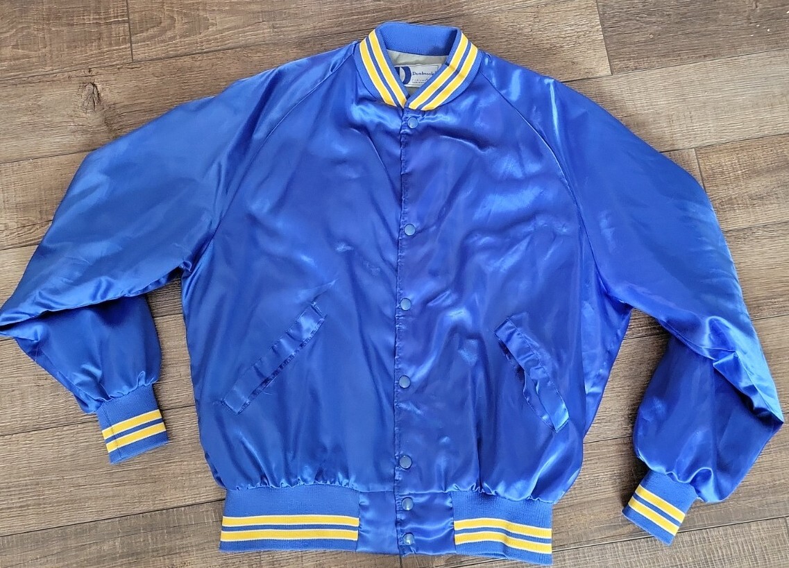 VTG 90s Bomber Dunbrooke Pla-Jac Jacket Xtra Large Blue Satin | eBay