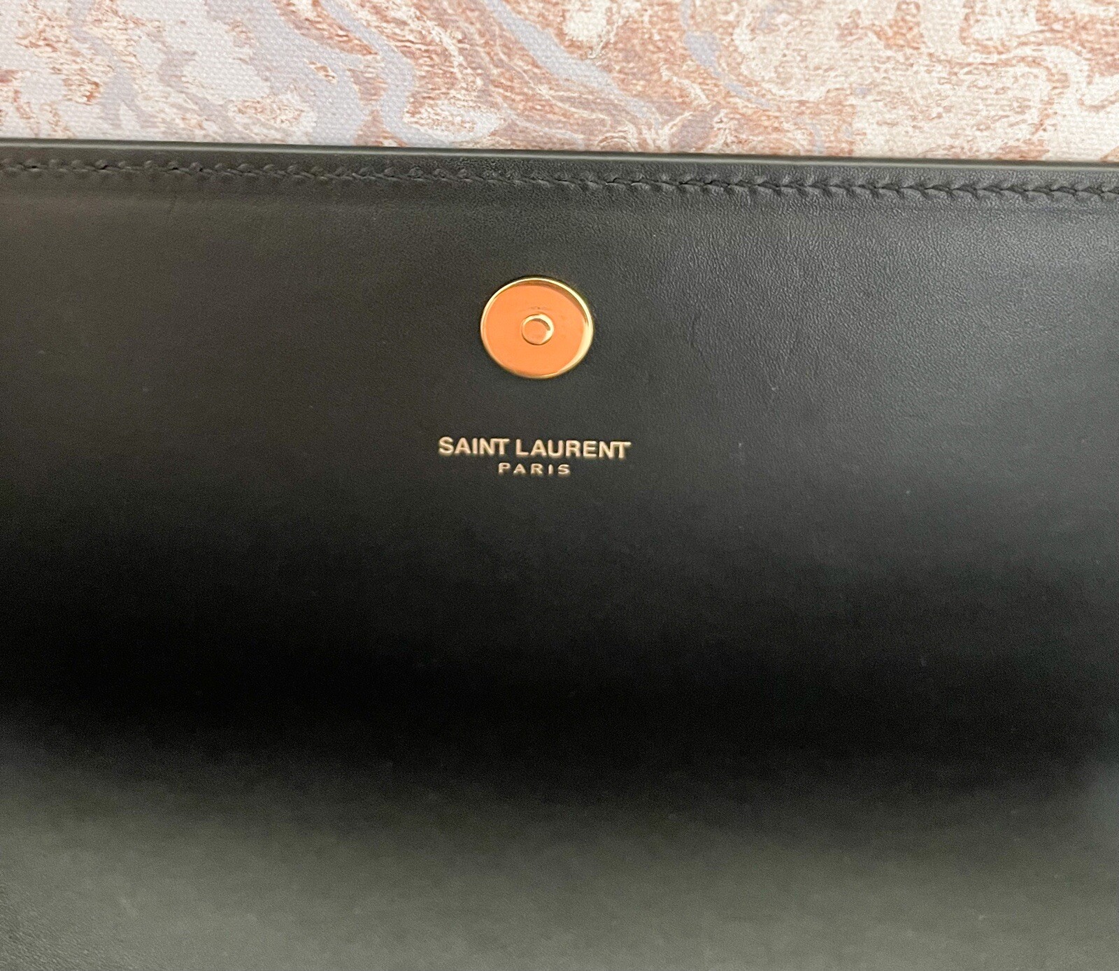 Saint Laurent Kate Crystal Monogram Grain De Poudre Black Leather Clutch image 7