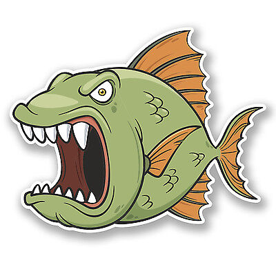 2 X Angry peces pegatina de vinilo calcomanía Ipad Laptop Auto Moto Casco Pesca divertido # 4743
