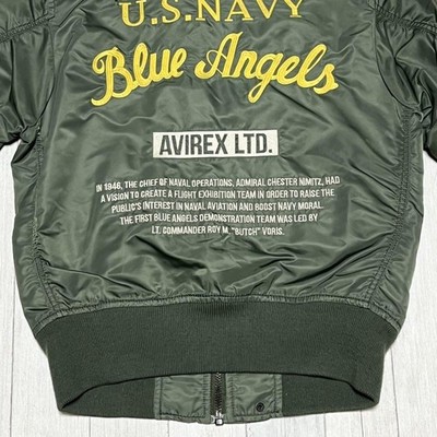 AVIREX L-2B BLUE ANGELS Bomber Flight Jacket M Khaki Width