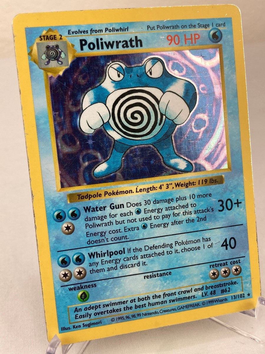 Shadowless Poliwrath 13/102 Holo Rare Base Set Pokemon Card
