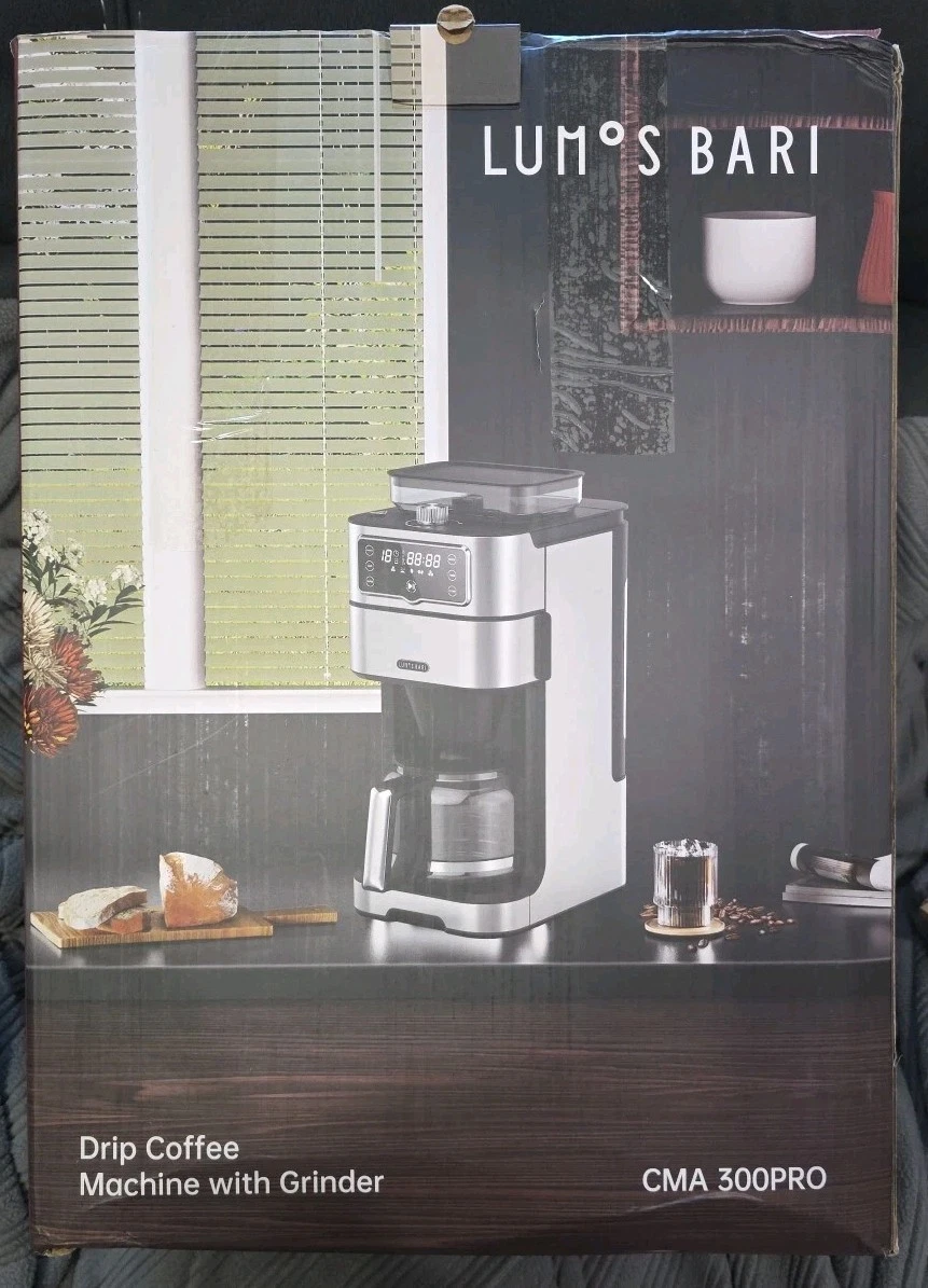 LUMOS BARI CMA 300PRO DRIP Coffee Maker With Built-In Grinder Open Box