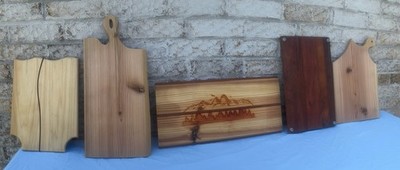 Wood Cutting Board Large Rectangle Scenic Mountains Brown Beige 50$ a got one