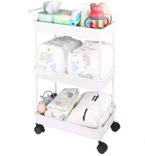 Volnamal Diaper Caddy Organizer, Rolling Plastic Movable Diaper