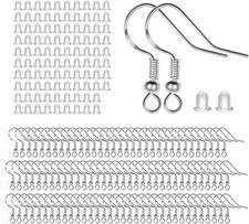 100 PCS / 50 Pairs 925 Sterling Silver Earring Hooks Hook Ear Wires with 100 ...