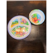Disney Winnie the Pooh Melamine Divided Plate and Bowl Set Zak Designs Vintage