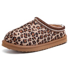 Women's Slippers Fuzzy Cozy Short Ankle Shoes Indoor and Outdoor 7.5 Leopard
