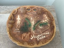 Vintage Yellowstone National Park Wall Plaque Platter 3D Taco Faux Wood