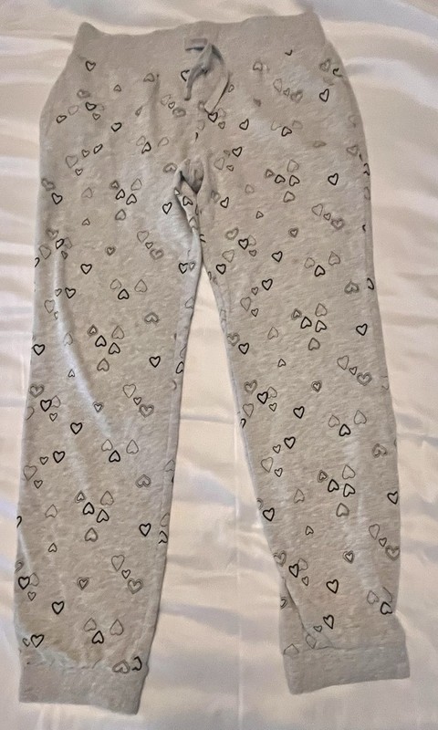 Girls Wonder Nation XL 14/16 Gray Sweatpants With Black Hearts
