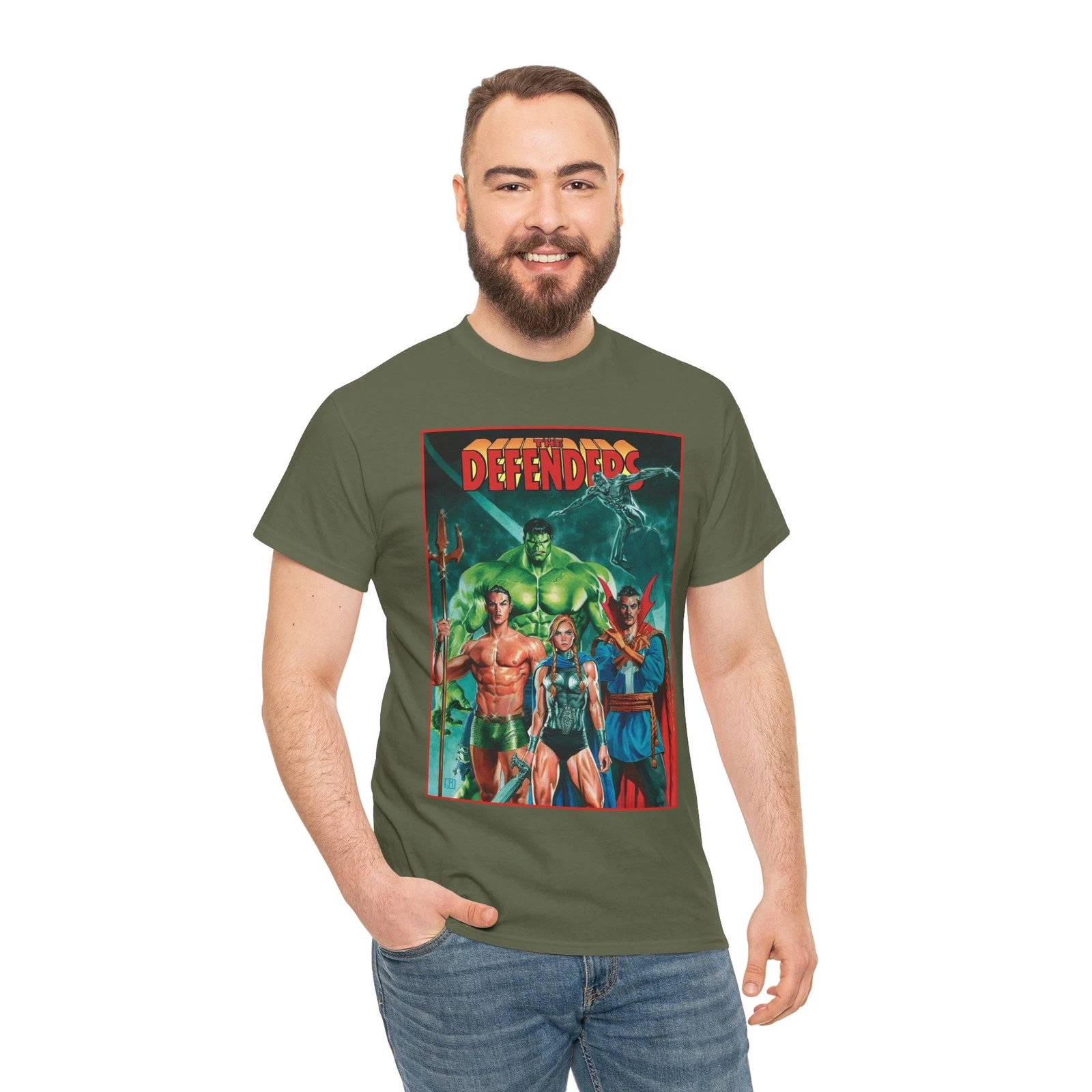 Defenders T-Shirt - Dr Strange, Valkyrie, Hulk, Namor, Silver Surfer - Marvel