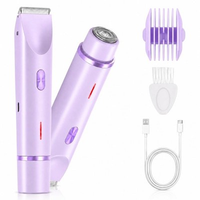AIOOTISU Painless Bikini Trimmer for Women - 2-in-1 Electric Shaver Purple