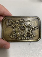 OLYMPIA BEER PROMO BLET BUCKLE HORSESHOE LOGO IT THE WATER VTG 70s
