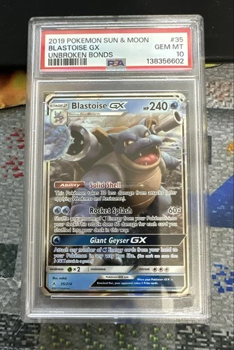 Blastoise GX 35/214 Sm-Unbroken Bonds Holo PSA 10