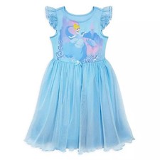Disney Store Cinderella Deluxe Nightshirt Girls Sleep Night Gown Blue Carriage