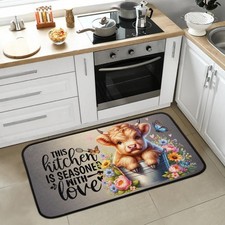 Highland Cow Kitchen Rug Non-Slip Indoor Carpet Absorbent Welcome Mat A:a-1
