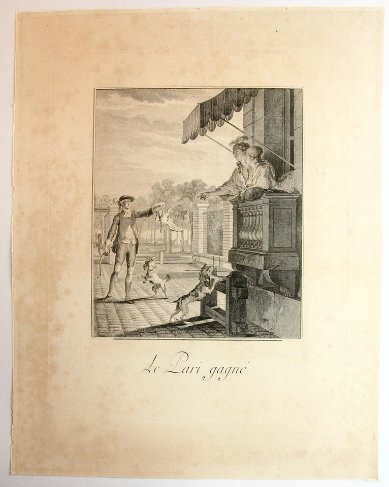 J. MOREAU (1741-1814), Die gewonnene Wette, KSt. Klassizismus Jagen 1700-1749 - Bild 2 von 4