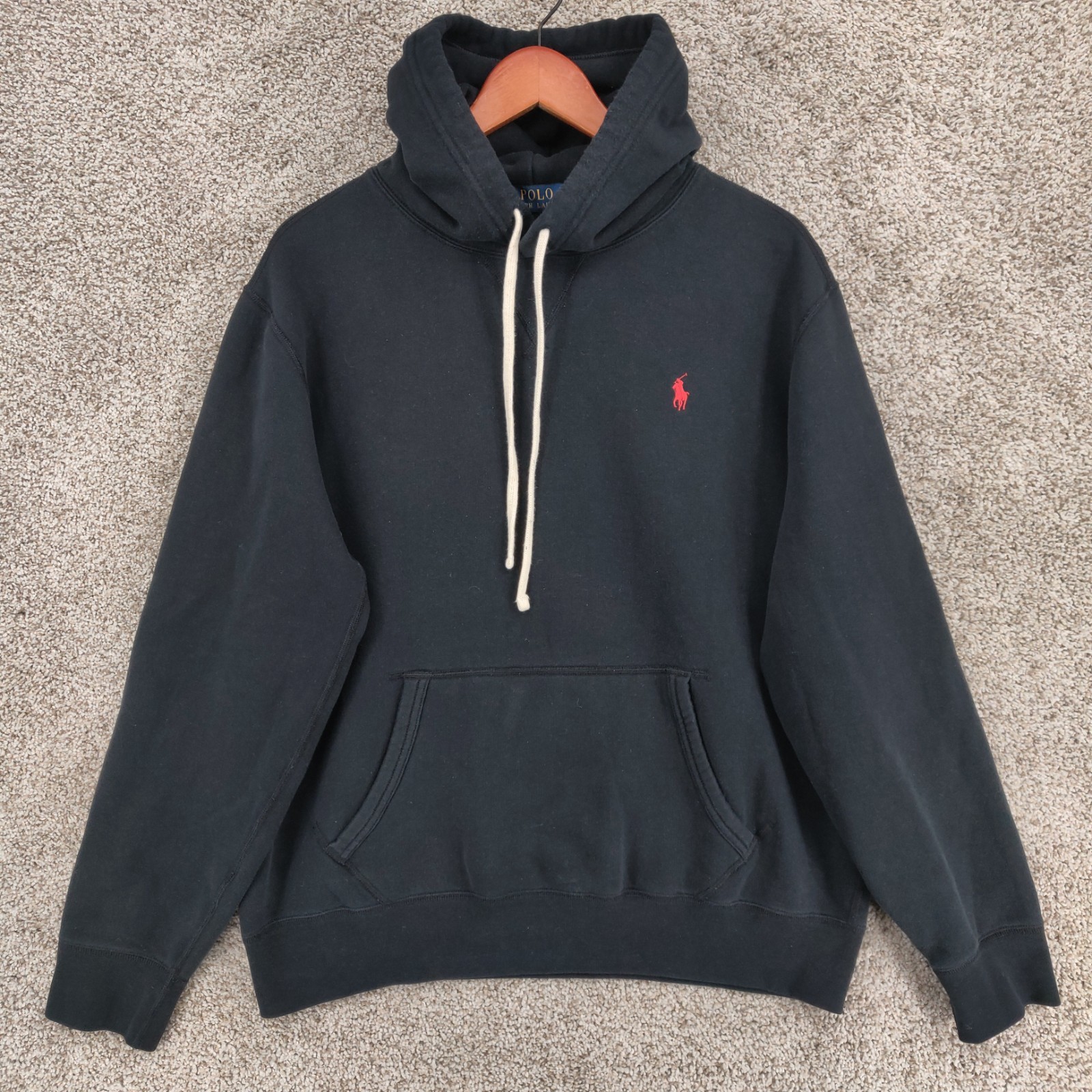 Polo Ralph Lauren felpa con cappuccio uomo grande nera pullover felpa logo pony