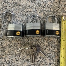 YALE 3 PACK OF PADLOCKS KEYED ALIKE LAMINATED TRIPLE PACK  Y125/40 40mm