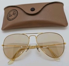 Vtg B L Ray Ban 58 14 AVIATOR Gold Metal Frame, Photochromatic Lenses  Case