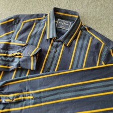 Scotch Soda Button Down Shirt Men M Striped Slim Stretch EUC Dark Academia Mod