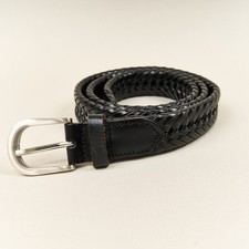 Black Braided  Leather Belt Mens Sz 38 Nickel...
