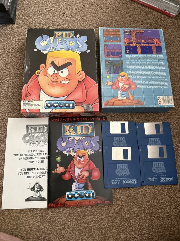 Rare, Original Boxed Kid Chaos - 1994 Commodore Amiga Game by Ocean  tested