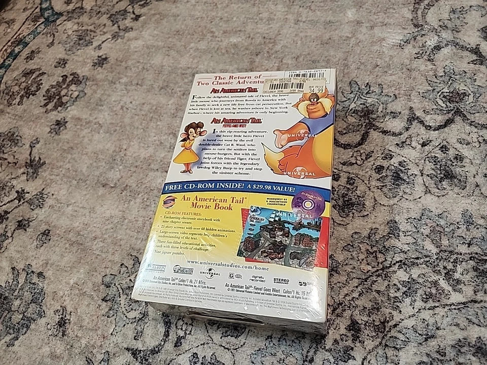 An American Tail 1 & Sequel, Fievel Goes West (VHS, 1986 & 1991) SEALED Box Set! - Image 3 of 4