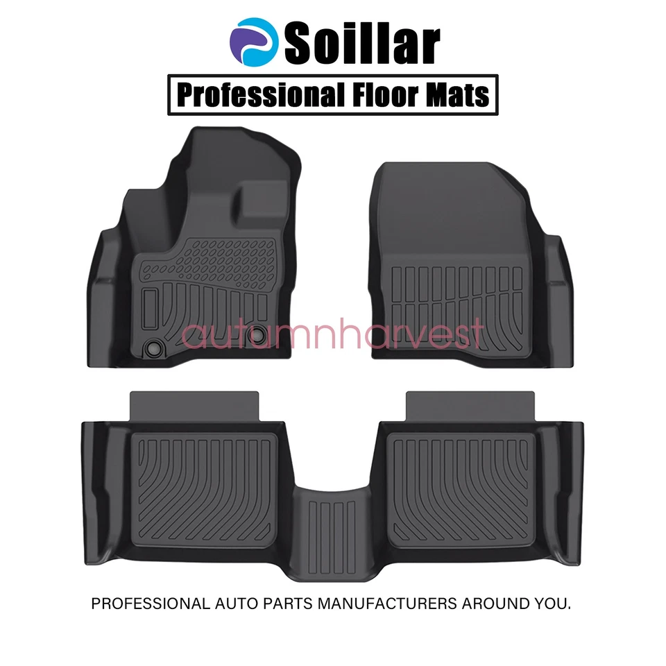 Front & 2nd Row TPE Floor Mats Liners Black 3Pcs For 2010-2019 Ford Taurus New — 第 2/4 张图片