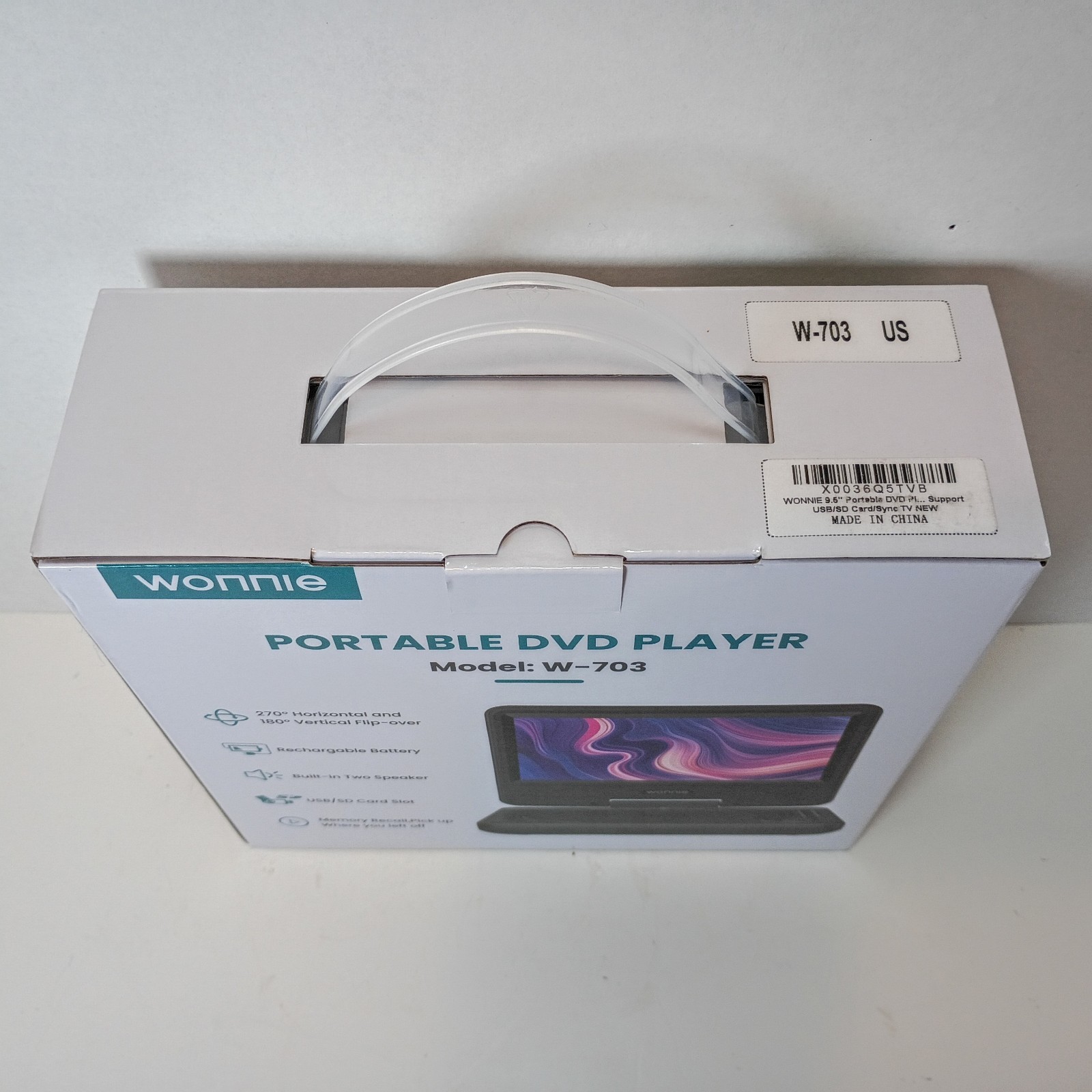 Wonnie Portable DVD Player Model W-703 7" Screen Rechargeable Battery Adapters