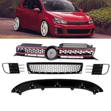 Stoßstangengitter Kühlergrill +Spoiler SET glanz Schwarz für VW Golf 6 GTI GTD