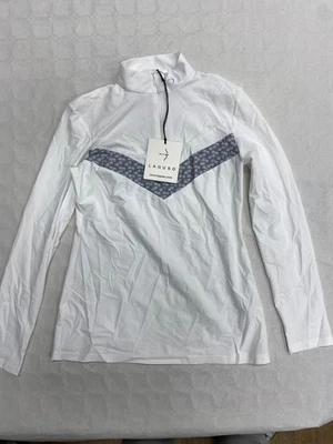 Haut Équitation Laguso Vivien Femme Blanc Gris Taille M Neuf Equestrian - Photo 1/4
