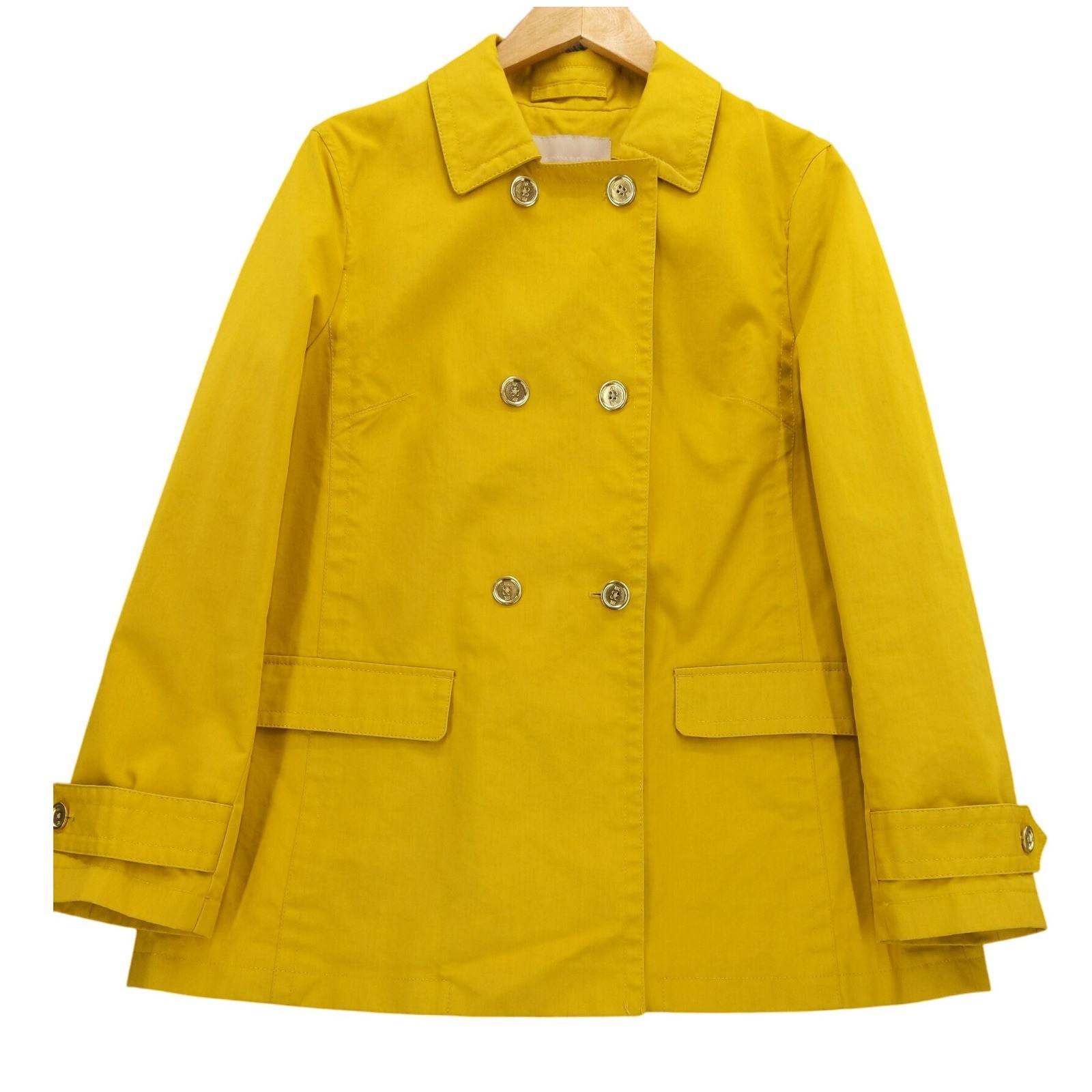 Banana Republic Yellow Double Breasted Cotton Trench Coat Jacket Women's Size L